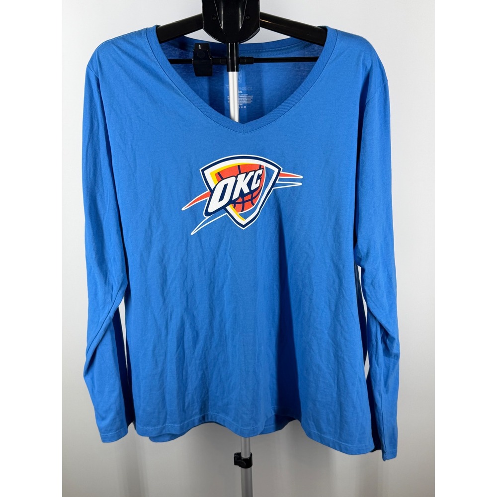 Fanatics OKC Thunder Westbrook Blue V-Neck Long Sleeve T-Shirt Womens 3XL